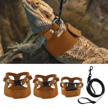 3 Pcs Adjustable Reptile Lizard Harness Leash Training Walking Rope Anti-Bite pet collars|-f-| harness leashe Harness supplies 1