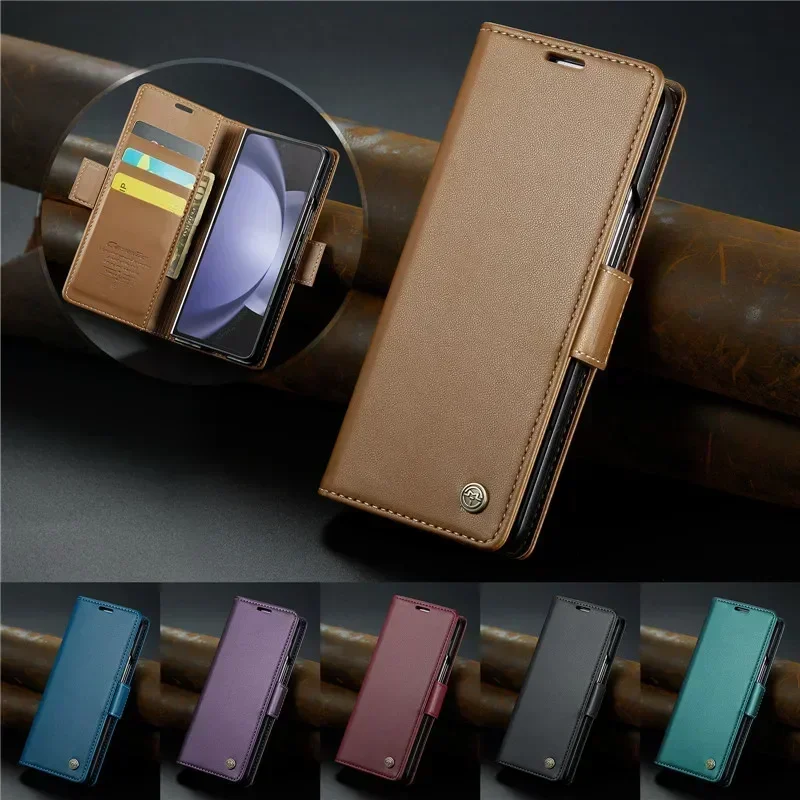 Luxury Magnetic Wallet Leather Case For Samsung Galaxy Z Fold 7 6 5 Shockproof Card Holder Pocket Cover For Galaxy Z Fold6