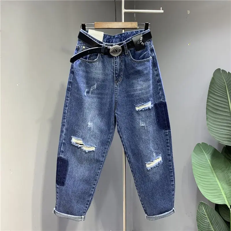 

High Waisted Straight Regular Fit Denim Jeans for Women Light Loose Cropped Pipe Pants Classic Brand Trousers 2024 G190