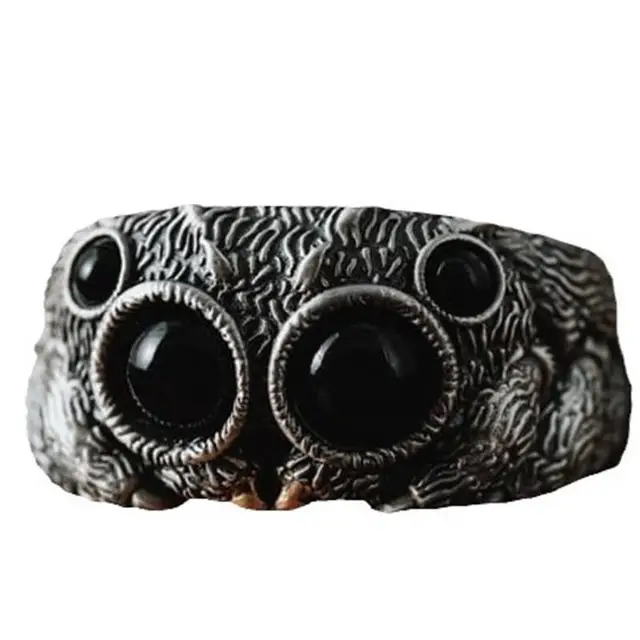 Silver Plated Gothic Spider Zircon Knuckle Ring Set For Women