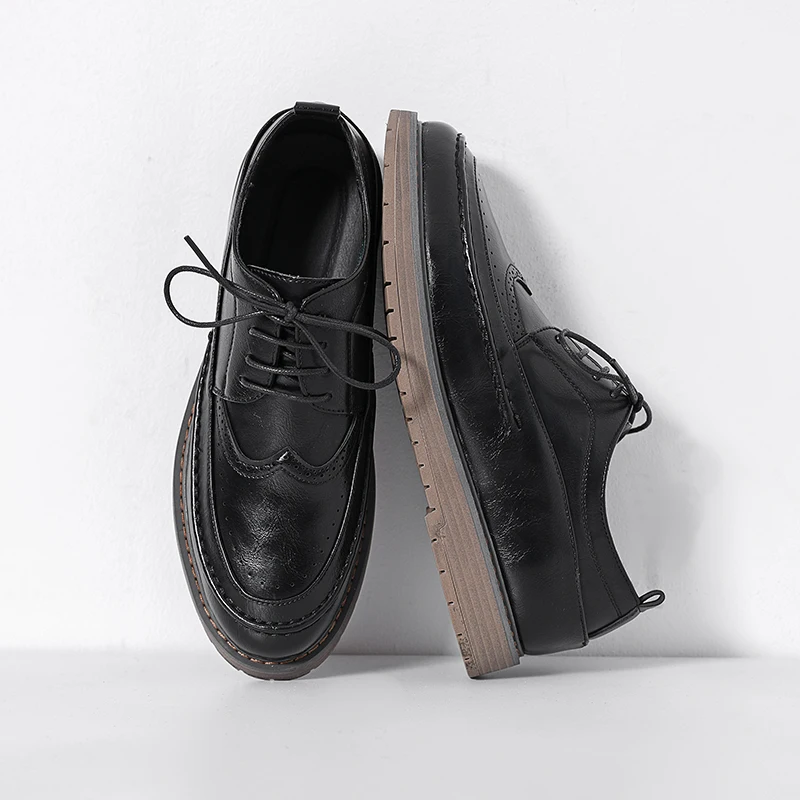Autumn Winter New Men's Thick Sole Shoes Versatile Casual Shoes Office Business Shoe Suit Shoes Men's Genuine Leather Shoes