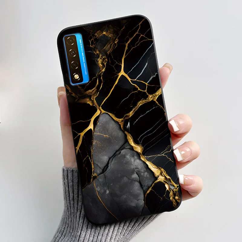 Floral Pattern Shockproof Case - Fashion Cartoon Design, Soft Black Cover