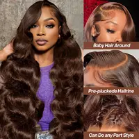36 40 pouces brun chocolat 13x6 perruques de cheveux humains Hd dentelle frontale perruque colorée transparente vague de corps marron perruque pour les femmes 4x4 5x5 2