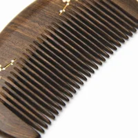 Peigne à cheveux en bois de santal naturel, brosse à cheveux de massage de santé, branches dorées, fleur de prunier rose, peignes en bois épais, outil de coiffage, 1PC 5