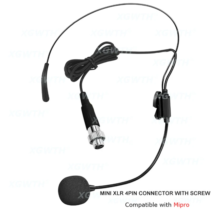 Headset Microphone Dual Ear Head Omnidirectional Condenser Headworn Mic for Sennheiser Shure AKG MiPro Samson Wireless System