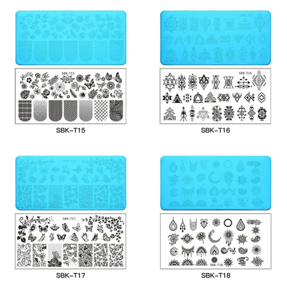 Nail Art Printing Template Printing Steel Plate Nail Transfer Film Printing Template Rectangular Stamp Manicure Tool Hot 3