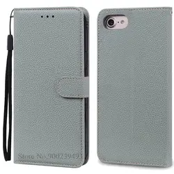 Luxury Leather Wallet Shockproof Flip Case - Premium Silicon Protection for iPhone SE 2020(SE 2) (Gray)