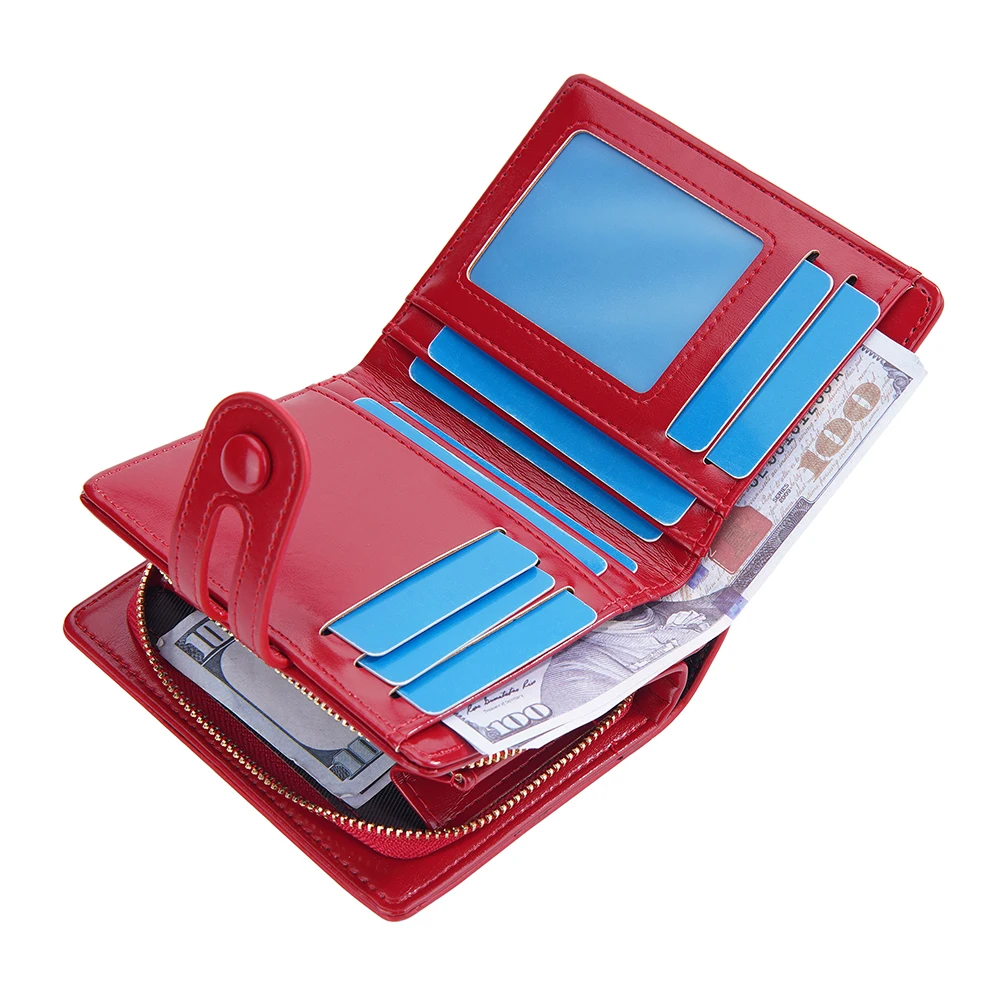 Women Wallets Large Capacity Female Leather Coin Purses Hasp Clutch ID Credit Card Holder Purse Money Bag Red Wallet for Women 5