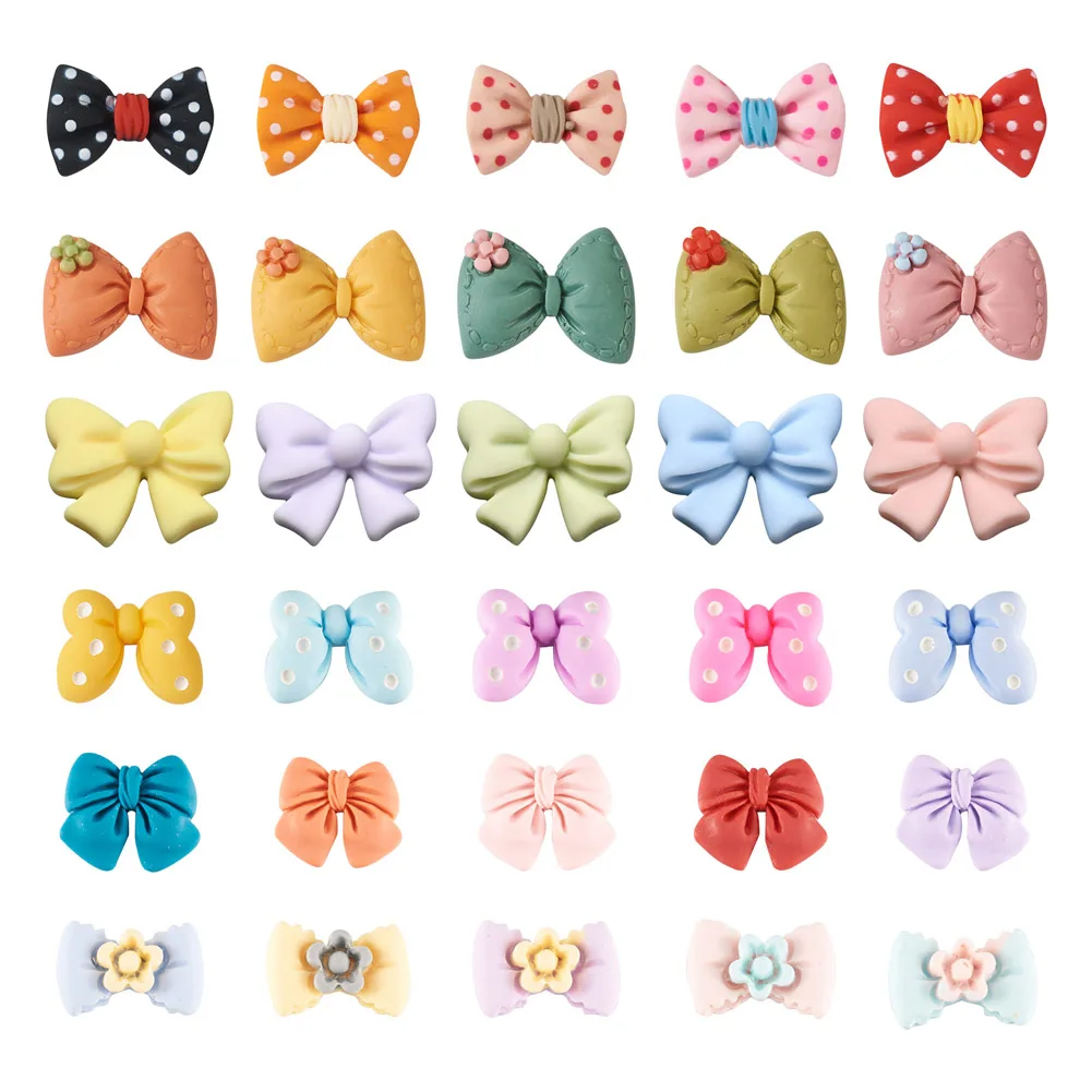 

120Pcs 6 Sizes Resin Cabochons DIY for Bobby pin Accessories Bowknot Mixed Color 20pcs/size