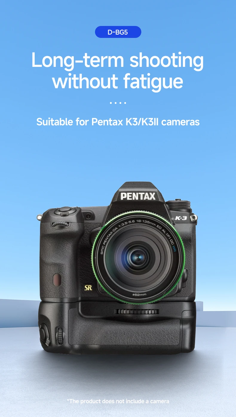 D-BG5 Vertikaler Batteriegriff für Pentax K-3 K3 K-3 II DSLR-Kameras. Grip Work D-LI90 oder AA-Batterien – Detail 2