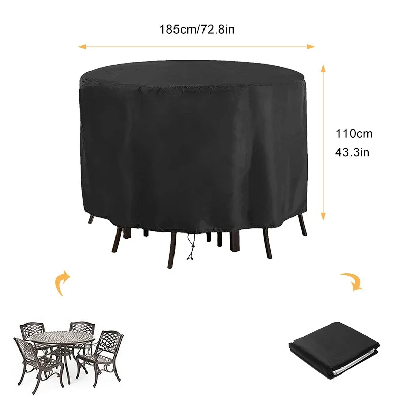 Outdoor Round Table Protective Cover - Durable Oxford Cloth, Weather-Resistant Furniture Shield