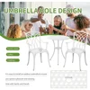 Patio Bistro Set 3 Piece with Umbrella Hole, Outdoor Bistro Table and Chairs Set of 2, Patio Bistro Set 3 Piece white 5