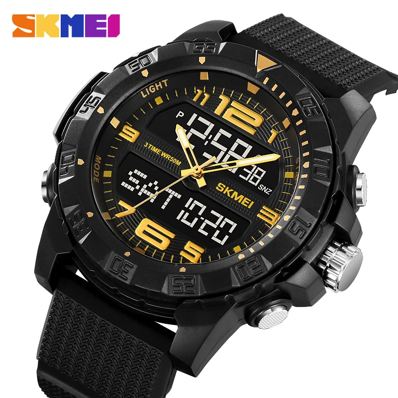 

SKMEI Japan Digital movement 3 Time Countdown Sport Watches Mens Back Light 5Bar Waterproof Stopwatch Date week Wristwatch