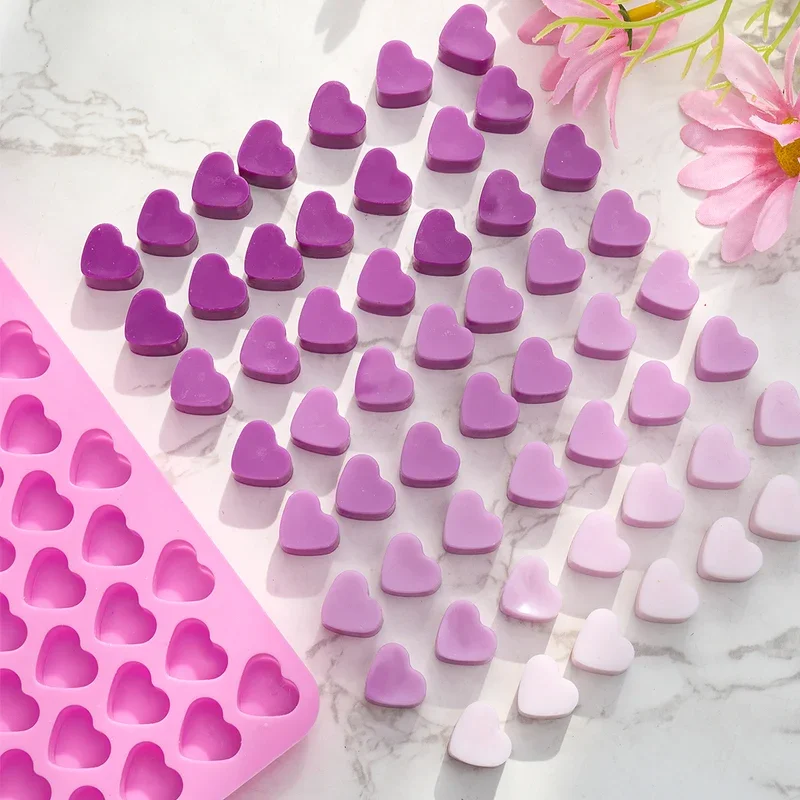 Silicone Mold 55 Compartment Heart Shape Candle Baking Ice Tray