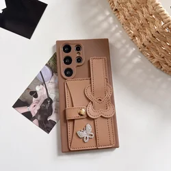 Chic Polka Dot Wallet Case with Wrist Strap and Card Slot - Galaxy A32 4G (Brown)