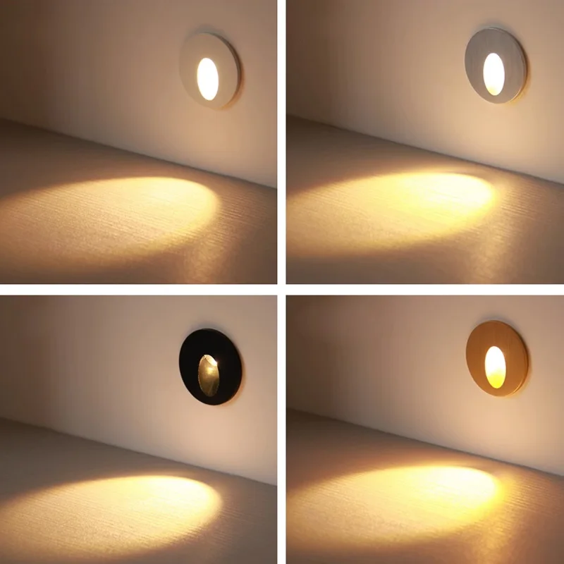 1W 3W LED Wall Sconce Lamps Embedded with Mounting Round Square Nightlight Stair Step Corridor Balcony Luminaire AC85-265V/DC12V