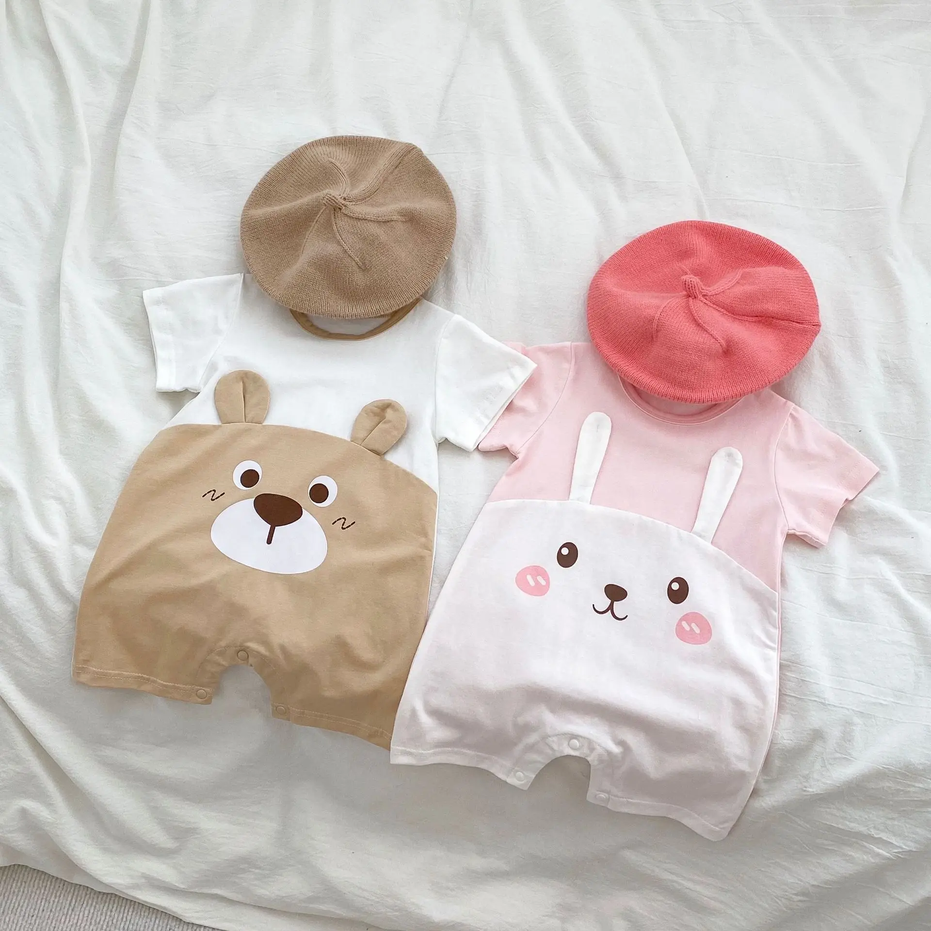 

Ins Summer 2024 Korean Infant Boys Romper Lightweight Cute Cartoon Bear Newborn Boys Jumpsuit Comfort Fresh Baby Boys Bodysuit