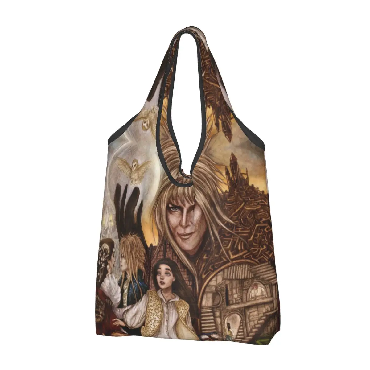 

Сумка-шоппер с милым принтом лабиринта, портативная Сумочка на плечо для покупок из фантастической пленки