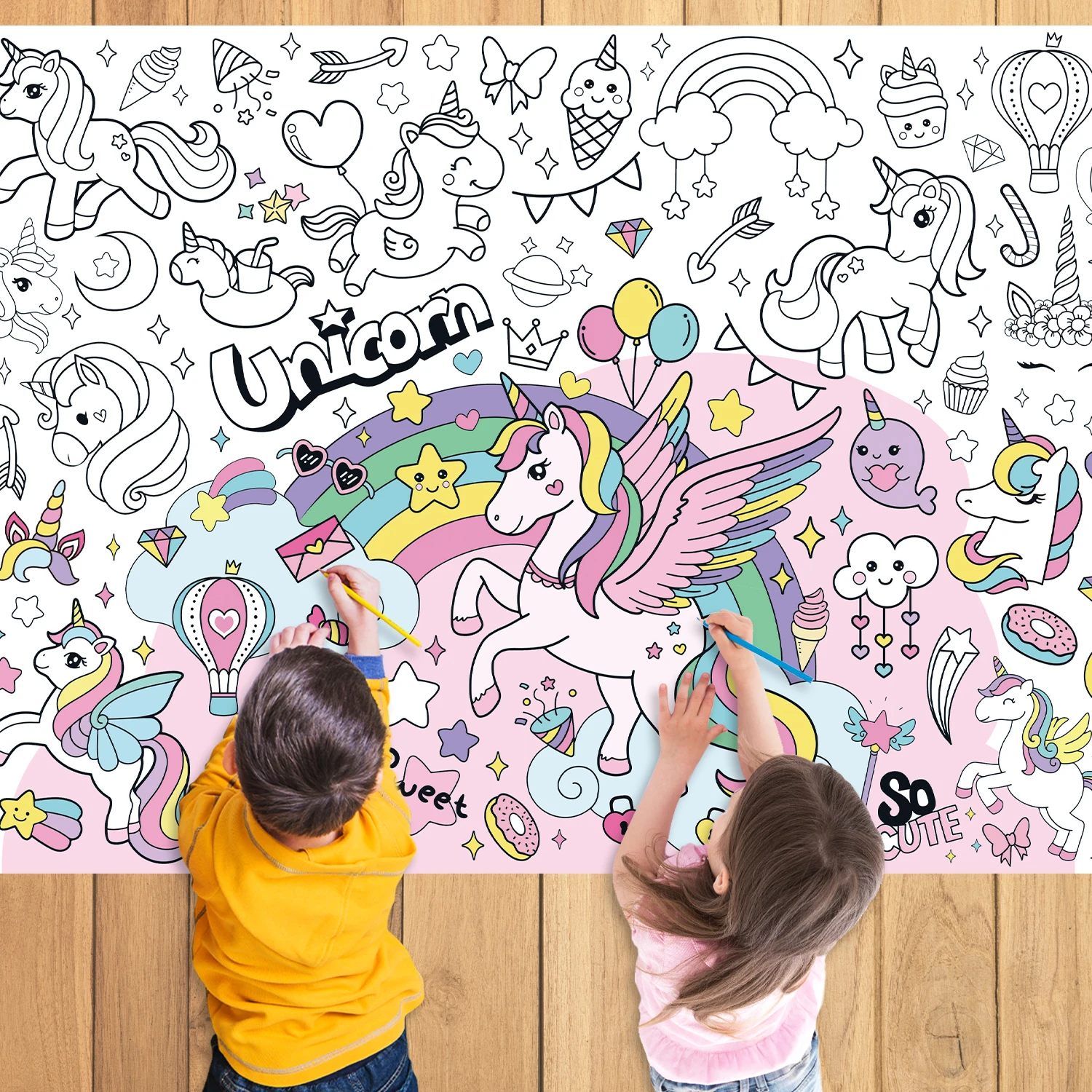 Unicorn Coloring Books 110x80cm Educational Drawing Toy Kids
