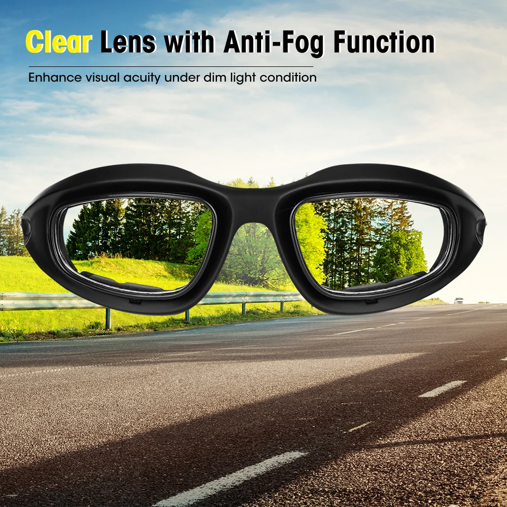 Moto Goggles, Antifog Clear Lens, Óculos de tiro, UV400