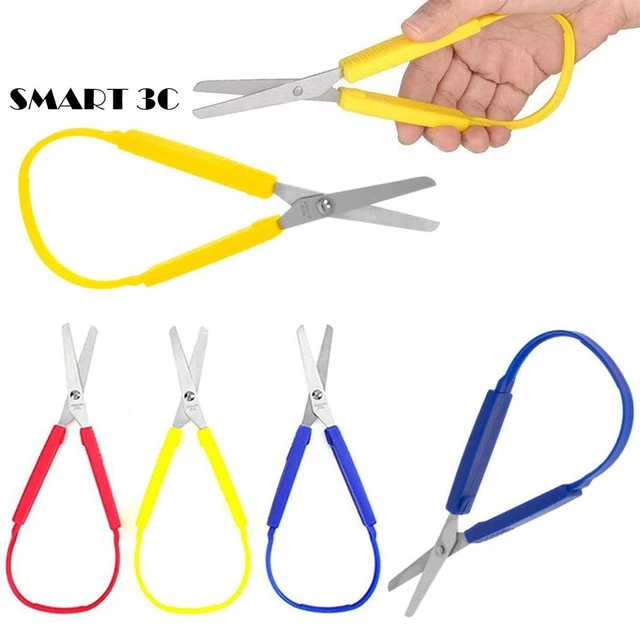 Loop Scissors Colorful Grip Scissors Loop Handle Self-Opening Scissors  Adaptive Cutting Scissors for Children and Adults Special Needs, 8 Inches