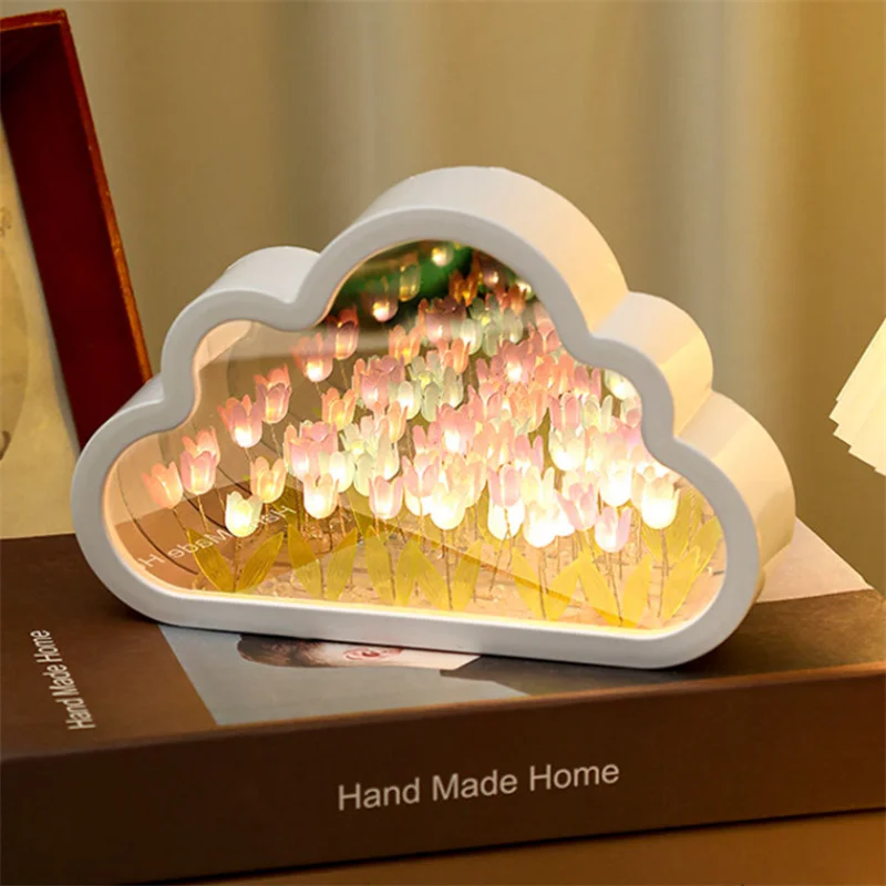 1pc Handmade DIY Creative Gift Tulip Flower Sea Night Atmosphere Lamp Gifts For Halloween Christmas Birthdays Girlfriend 5