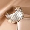 Bracelet For Women Retro Metal Vertical Stripe Geometric Metal Cuff Bangles Holiday Party Gift OL Fashion Jewelry CB046 6