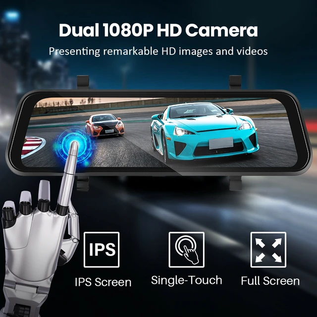 9.3 Pouces Écran Tactile Dashcam Fhd 1080p Enregistreur Dvr De