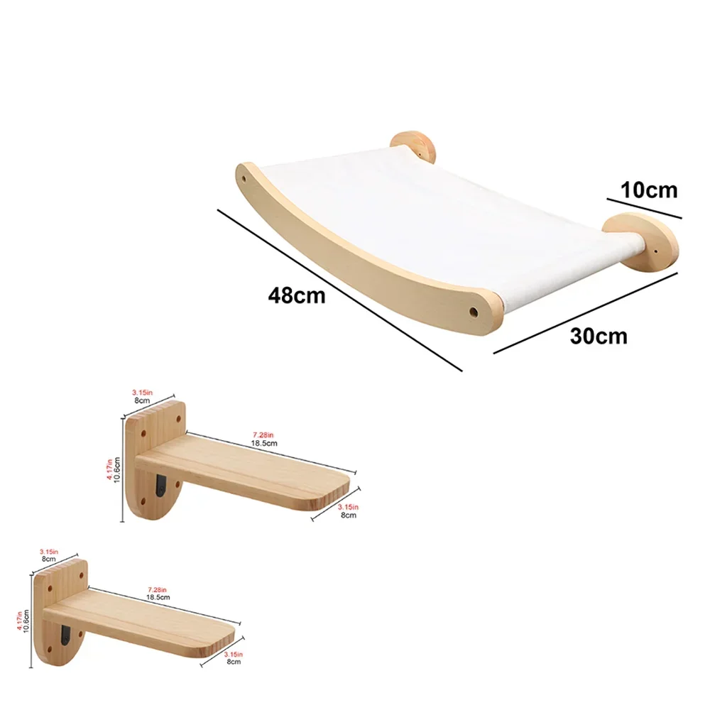 

Kitty Wooden Furniture Bed Climbing for Cat Jumping Shelves Sleeping Mounted Wall Pieces Pet Platform And 3 Hammock