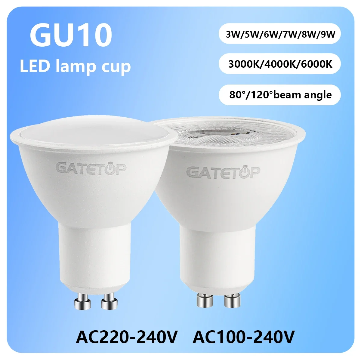 4pcs LED Bulb GU10 Spotlight 120degree 5W 6W 7W 8W 9W No Fliker AC220V 110V Replace 50w Halogen Lamp for Home Lighting Derection