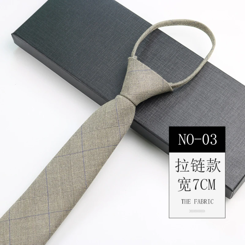 Classic British Style Plaid Cotton Self-tied Tie and Zipper Tie for Man Business Wedding Party Suit Accessories