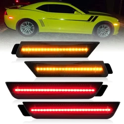 For Chevrolet Camaro 2010-2015 Clear & Smoked Lens LED Side Marker Lamp Amber Front Red Rear Side Fender Lights