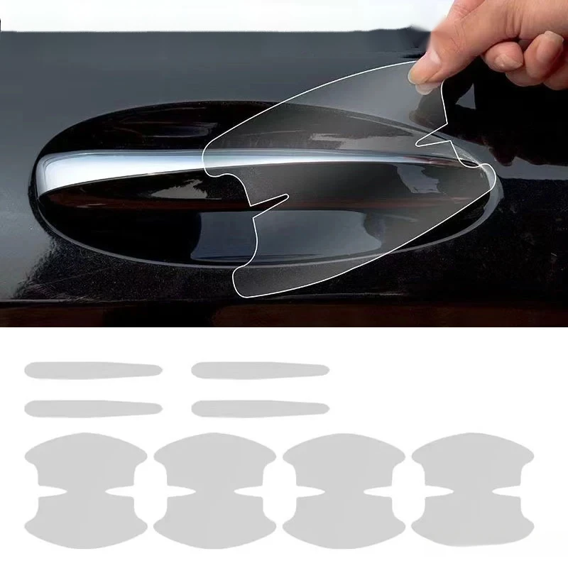 

PFCC 8PCS Universal Car By Handle Bowl Scratch Protective Stickers Transparent Car Handle Anti-collision Protection Strip