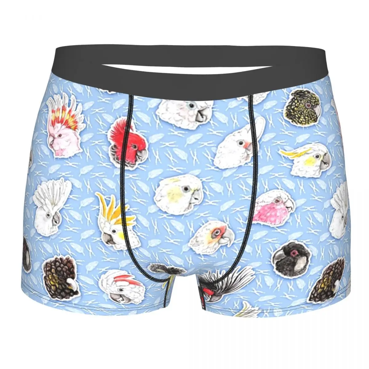 21 Cockatoos (in Light Blue) Underpants Breathbale Panties Male Underwear Print Shorts Boxer Briefs