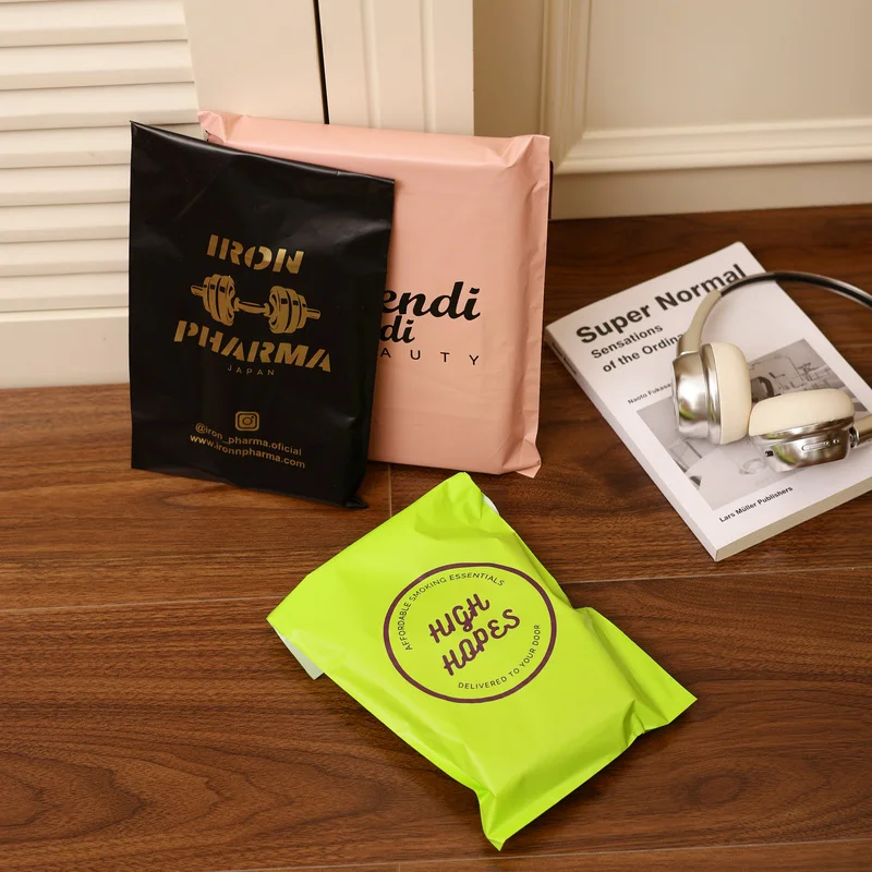 100 plastic courier bags, colored packaging bags, polyethylene mailing bags, parcel shipping and storage bags, with printed logo 4