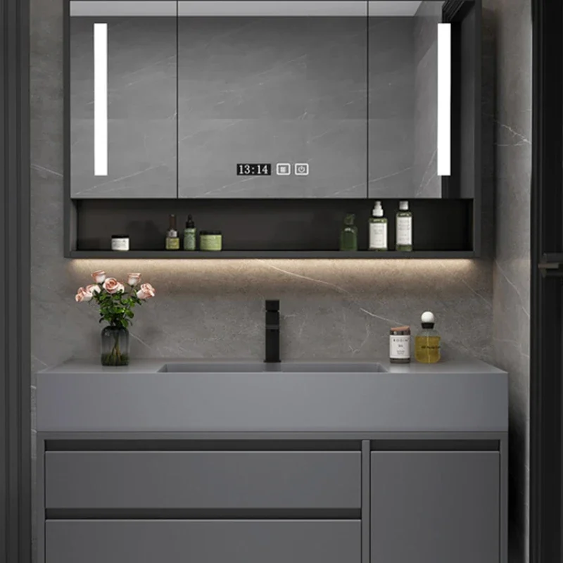 Storage Locker Bathroom Cabinet Furniture Modern Shelve Hanging Home Improvement Complete Washbasin Hovedskapet Bathroom Vanity