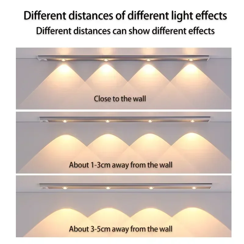 Motion Sensor Light LED Night Light LED Motion Sensor Light LED Cabinet Light Under Cabinet Light Cabinet Lights LED Cabinet Lights Motion Sensor Lights 3 in 1 Under Cabinet Lights Wireless Lamp with Motion Sensor Night Lights for Kitchen Bedroom Wardrobe Closet Desk 20/30/40/50CM
