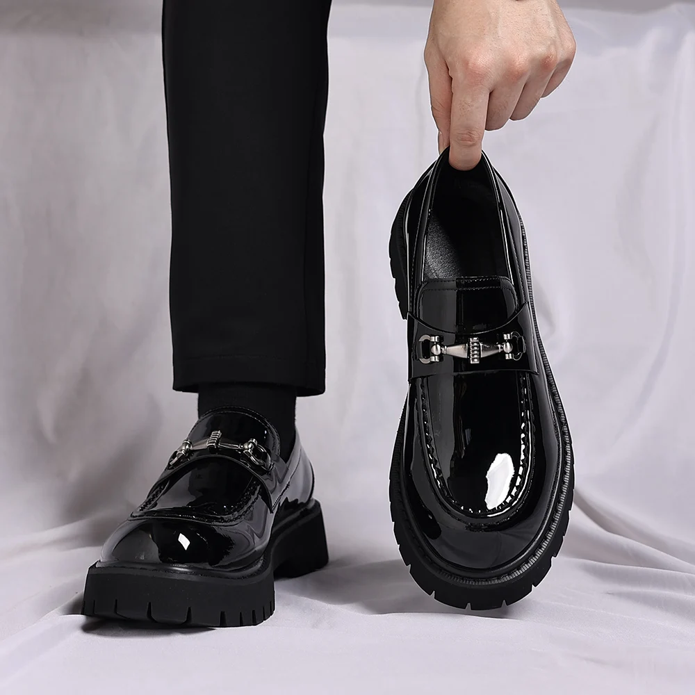 Fashion Casual Men Thick Sole, Penny Loafers Man Slip-On, For Business Dress Shoes - Uniqwear