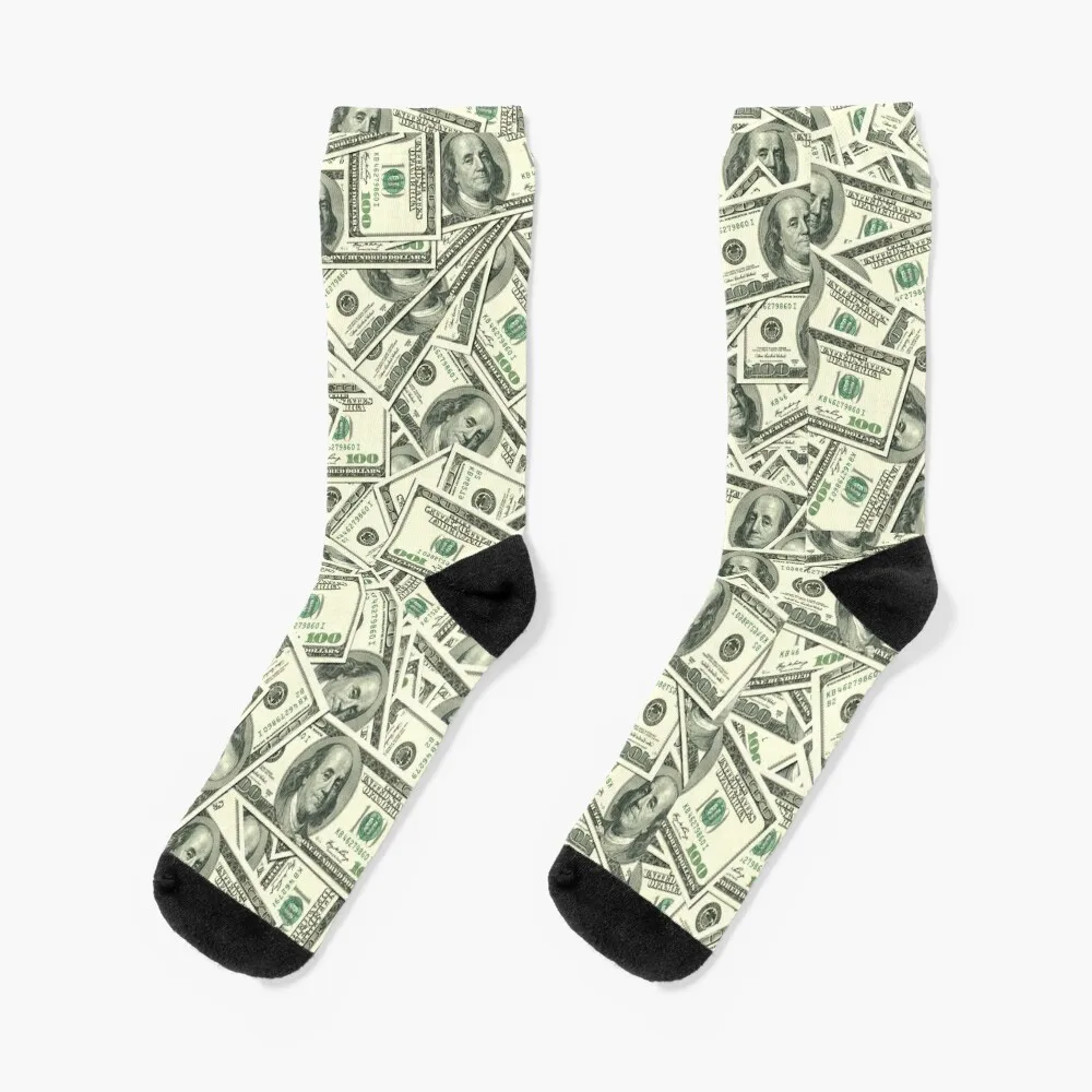 100 US Dollars, American Dollar Bill Gift Socks Antiskid soccer luxe professional running New year's Mens Socks Women's a million dollar strings the artistry of guillermo figueroa