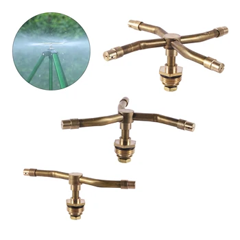 2/3/4 Arm Rotating Brass Nozzle Automatic Rotating Rotating Sprinkler Lawn Irrigation Watering Nozzle Spray 1