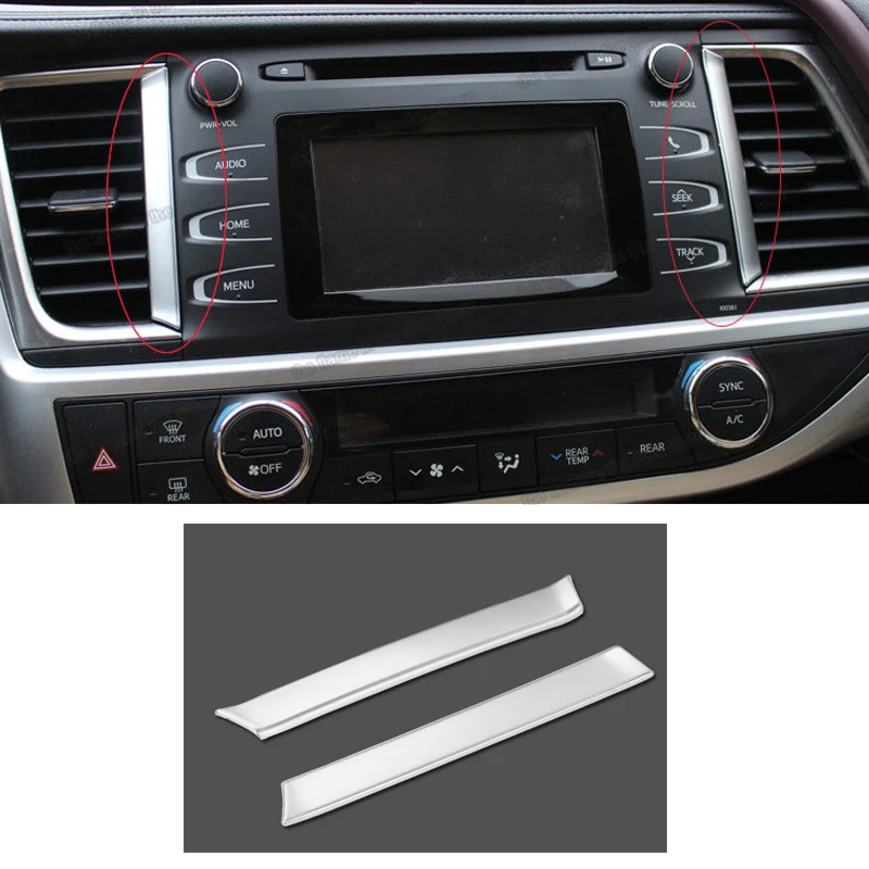 

car dashboard middle vent chrome trims for toyota highlander 2013 2014 2015 2016 2017 2018 2019 kluger accessories interior