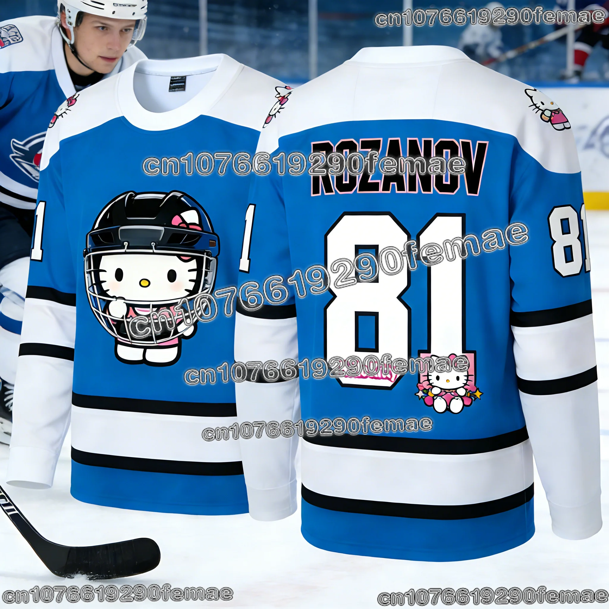 Nuevo lanzamiento 2026 Hello Kitty Rozanov 81 Jersey de hockey Edición ...