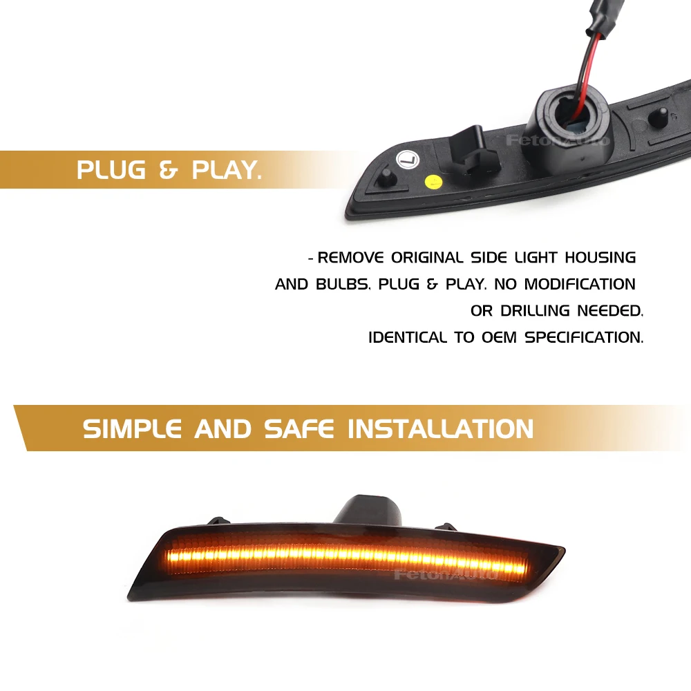 

Smoked Lens Front Amber Rear Red Full LED Car Side Marker Light Kit Wheel Arch Lights For Chevy Camaro 2016-2023