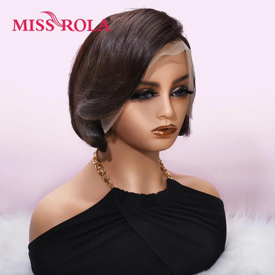Miss Rola Pixie Cut 13x4 kurze Perücken Spitze Front Echthaar Perücken Remy Natural Wave Perücken vor gezupft 180% Dichte – Detail 2