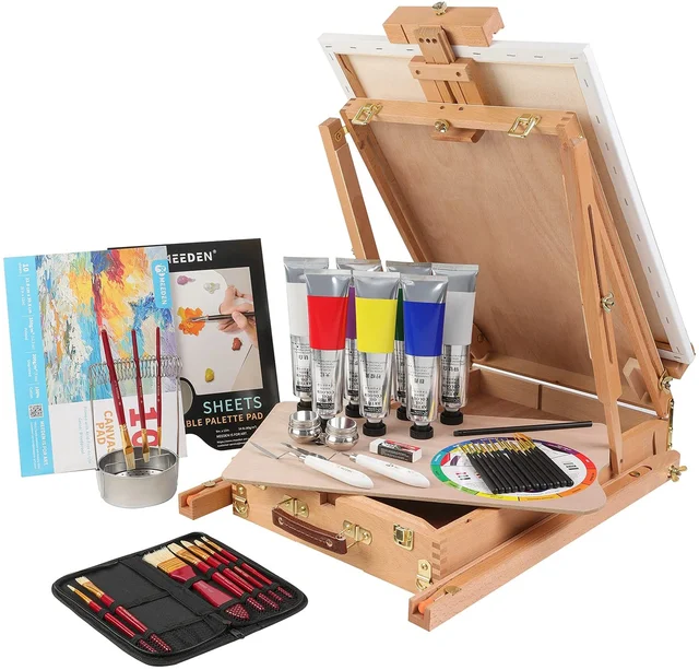 MEEDEN Acrylic Painting Kit, 72-Piece Acrylic Paint Set with Tabletop  Wooden Easel, 48 Acylic Paints, 10 Painting Brush Set, Canvas Painting Kit,  Art