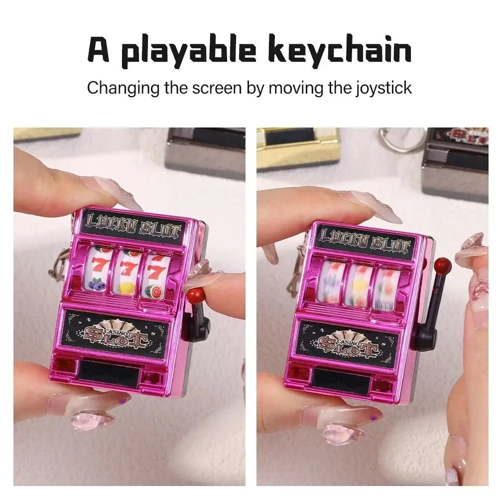 Plastic Mini Slot Machine Toy Keychain for Kids and Adults