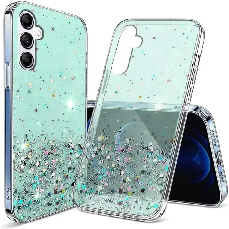 Silver Foil Bling Glitter Silicone Phone Case Cover