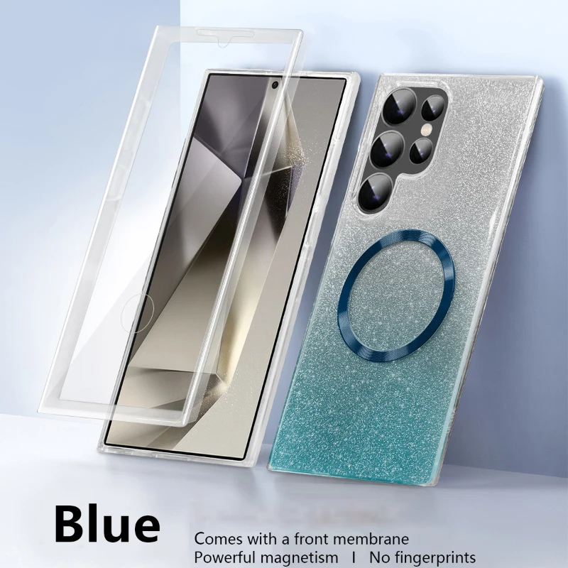 Magsafe Magnetic 360° Full Protection Gradient Glitter Phone Case with Front Film