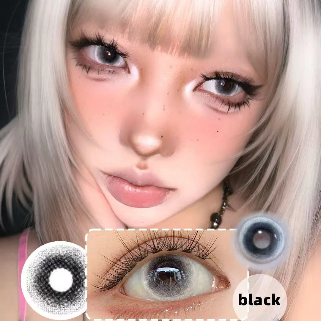 Black and White Halloween Crazy Eye Contact Lenses (1 Pair)