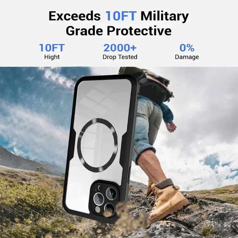 Magnetic 360° Full Body Clear Shockproof Case with Silicone Bumper